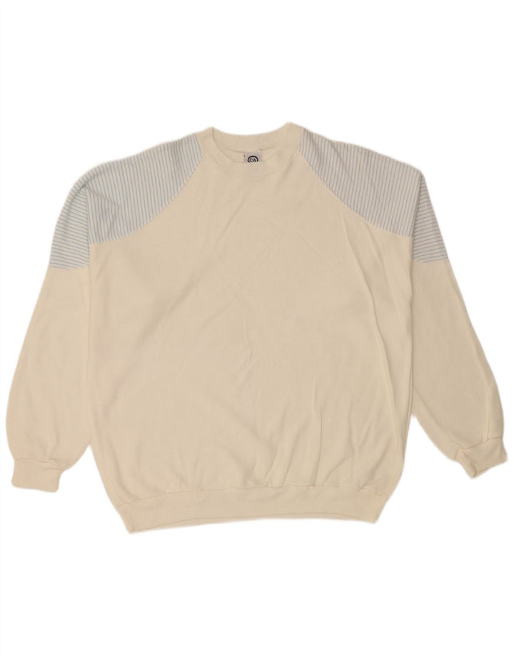 C&A Mens Sweatshirt Jumper IT 52/54 Large White Striped Cotton