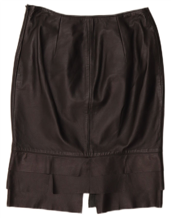 ROBERTA SCARPA Womens High Waist Skirt US 6 Medium W26  Black Leather