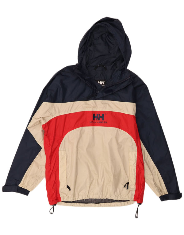 Helly Hansen Mens Pullover Rain Jacket UK 36 Small Navy Blue Colourblock