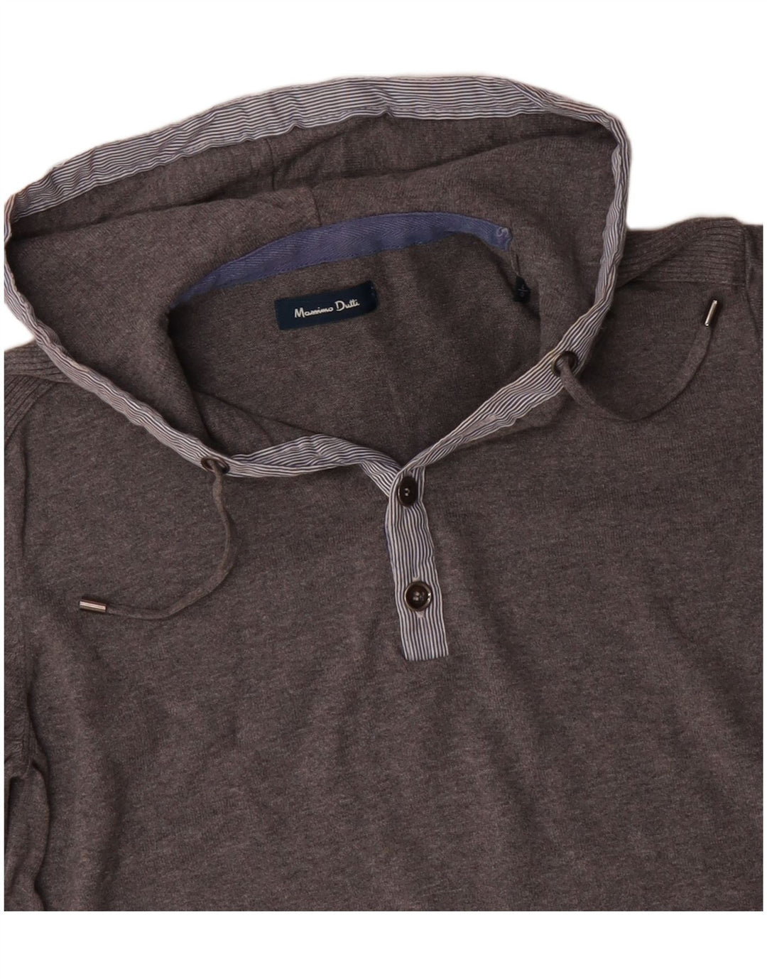 MASSIMO DUTTI Mens Hooded Jumper Sweater Large Grey Cotton