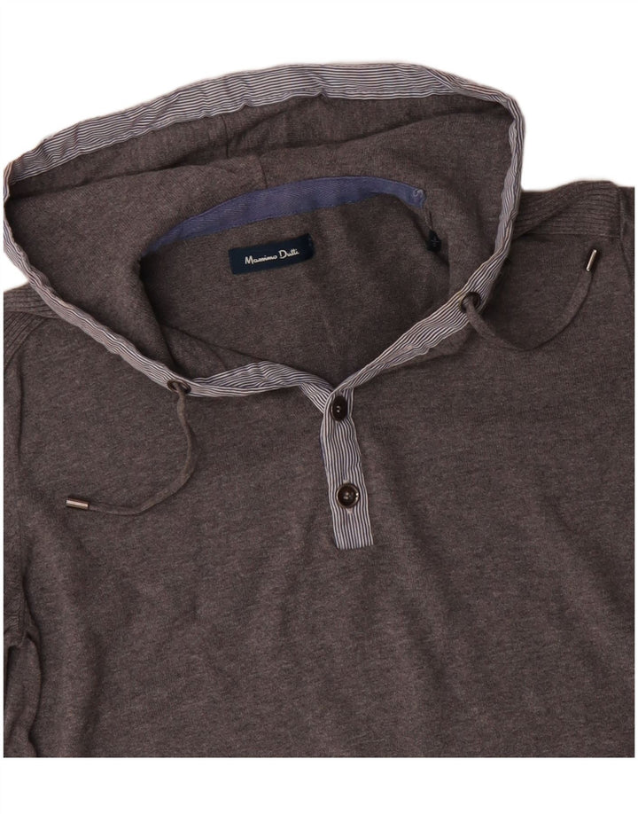 MASSIMO DUTTI Mens Hooded Jumper Sweater Large Grey Cotton