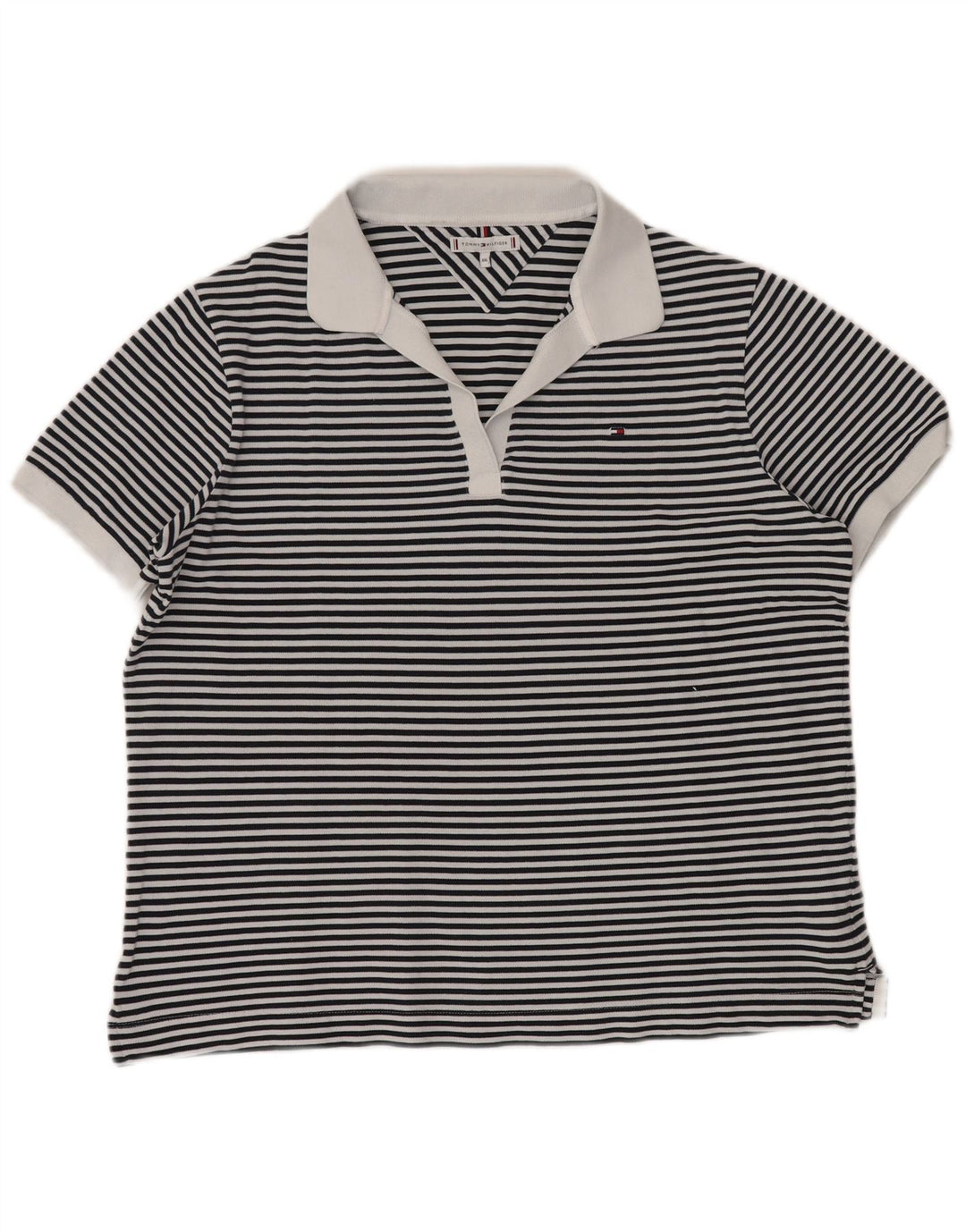 TOMMY HILFIGER Womens Polo Shirt UK 20 2XL Navy Blue Striped Nautical