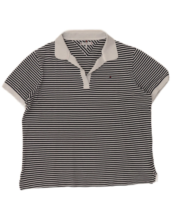 TOMMY HILFIGER Womens Polo Shirt UK 20 2XL Navy Blue Striped Nautical