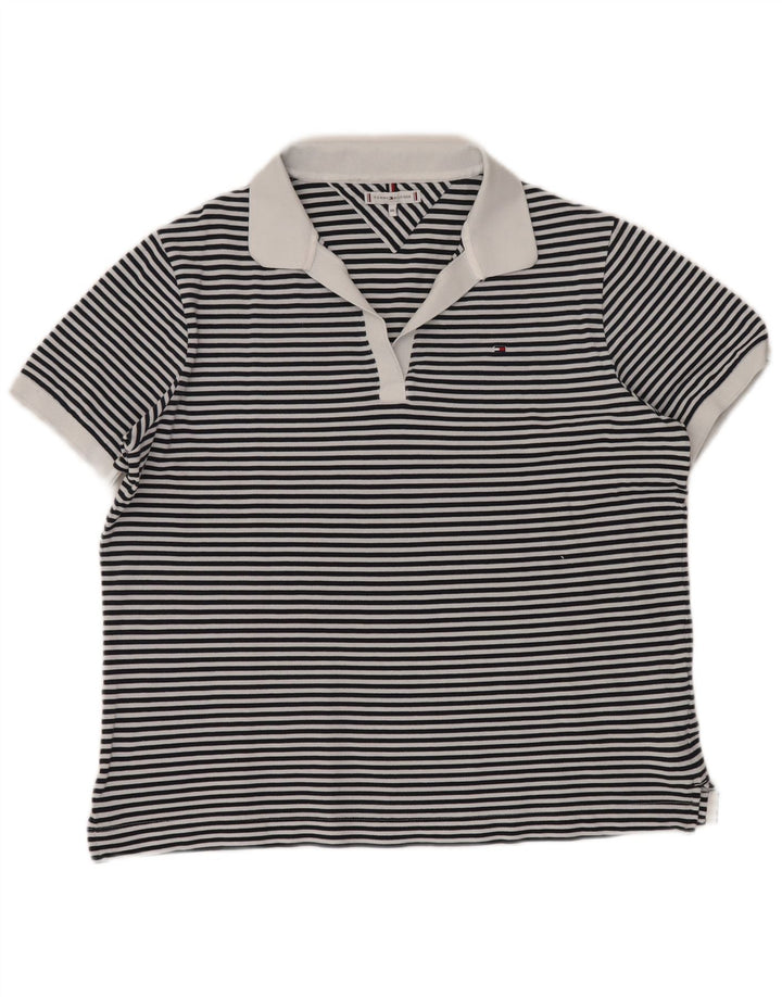 TOMMY HILFIGER Womens Polo Shirt UK 20 2XL Navy Blue Striped Nautical