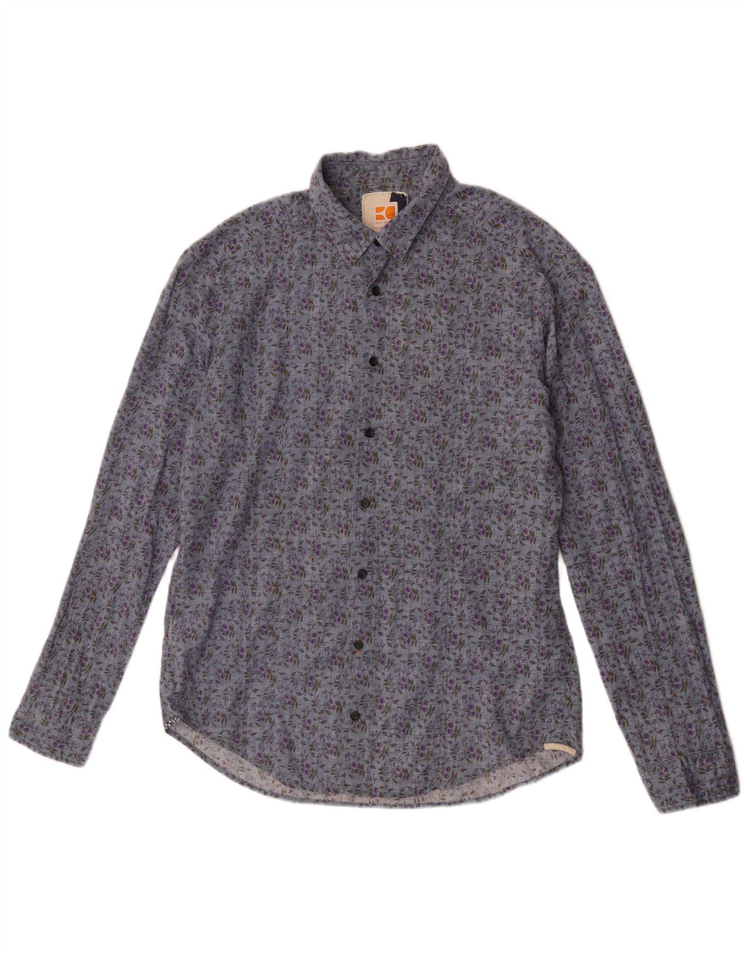 Hugo Boss Mens Shirt Large Blue Floral Cotton