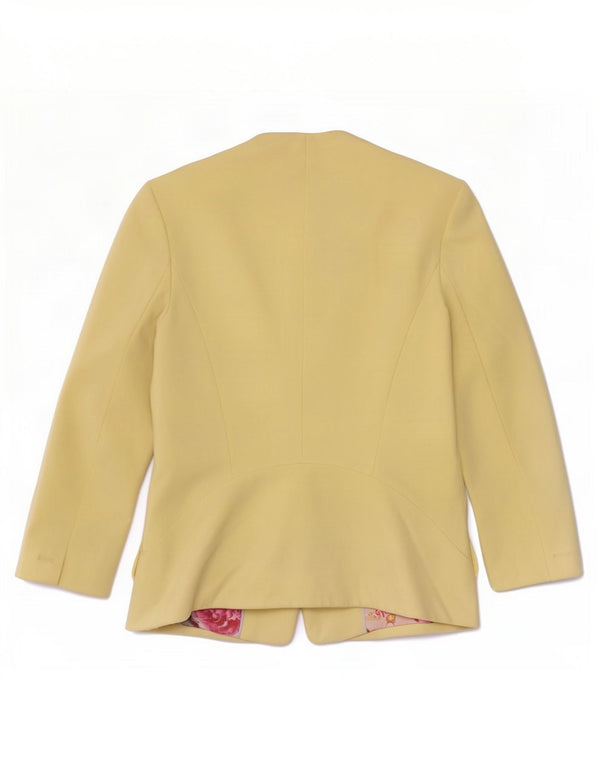 Ted Baker Womens 3/4 Sleeve 1 Button Blazer Jacket Size 3 Medium Yellow
