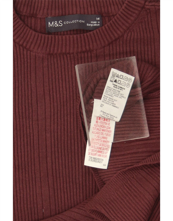 MARKS & SPENCER Womens Crew Neck Jumper Sweater UK 14 Medium Maroon Vintage Marks & Spencer and Second-Hand Marks & Spencer from Messina Hembry 