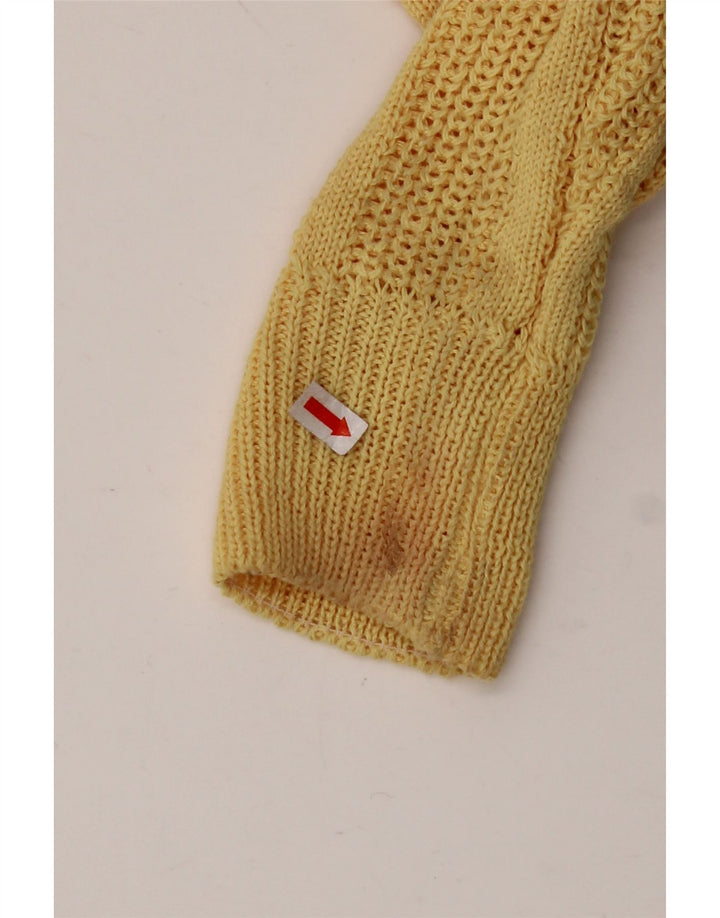 VINTAGE Womens Boat Neck Jumper Sweater UK 12 Medium Yellow Acrylic