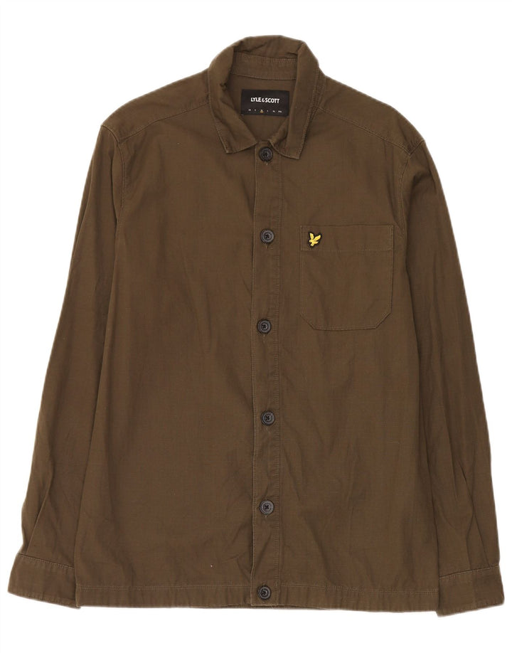 Lyle & Scott Mens Shirt Medium Khaki Cotton