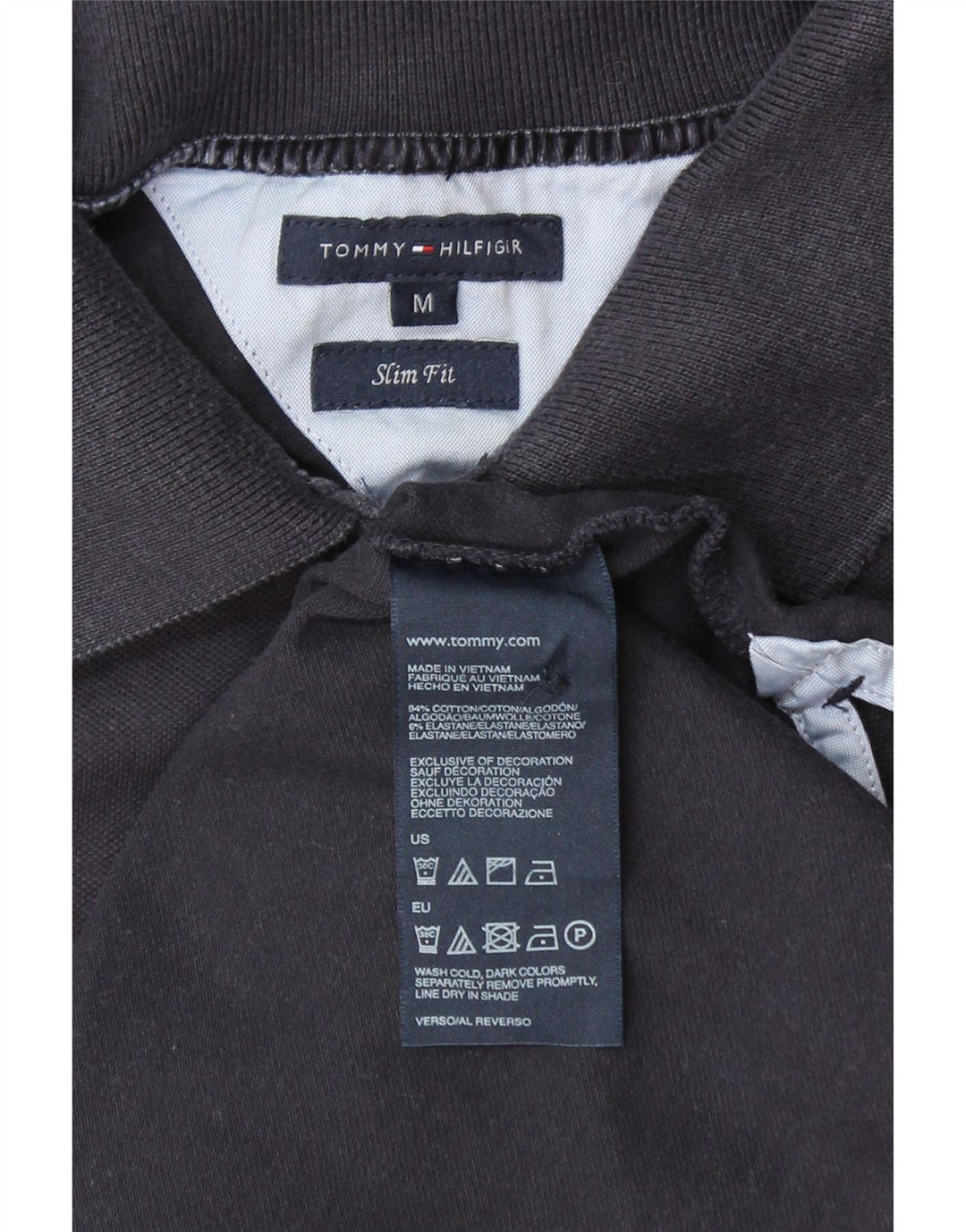 TOMMY HILFIGER Womens Slim Fit Polo Shirt UK 12 Medium Navy Blue