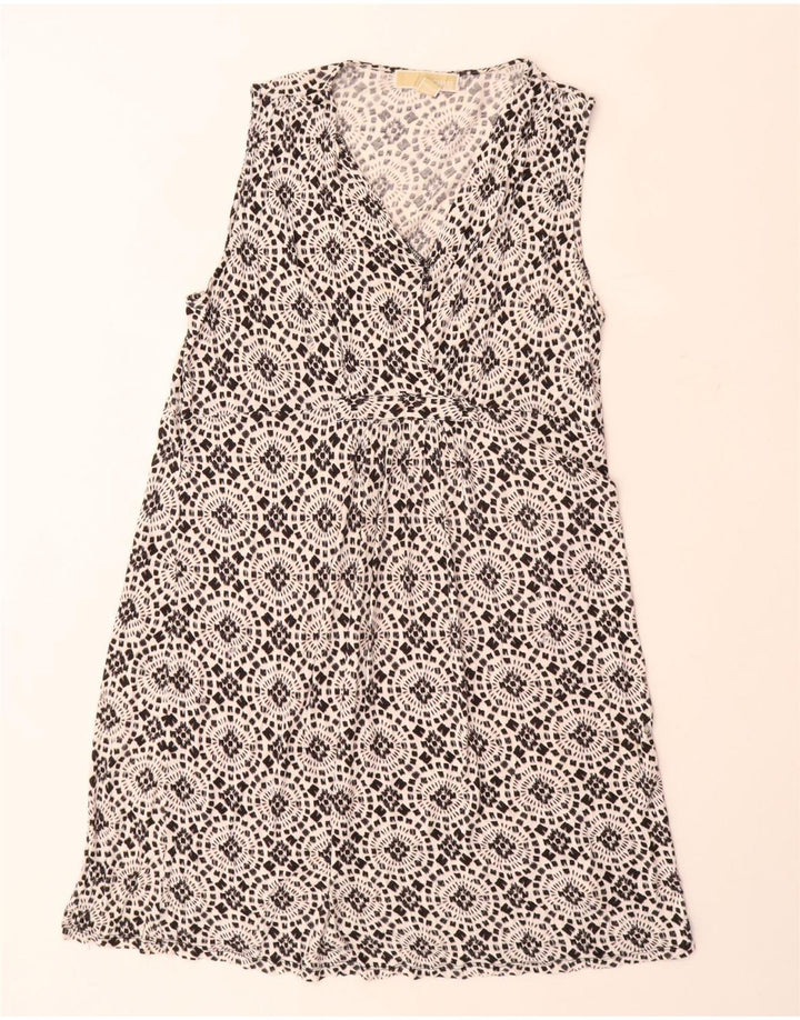MICHAEL KORS Womens Sleeveless A-Line Dress UK 18 XL Black Floral Rayon