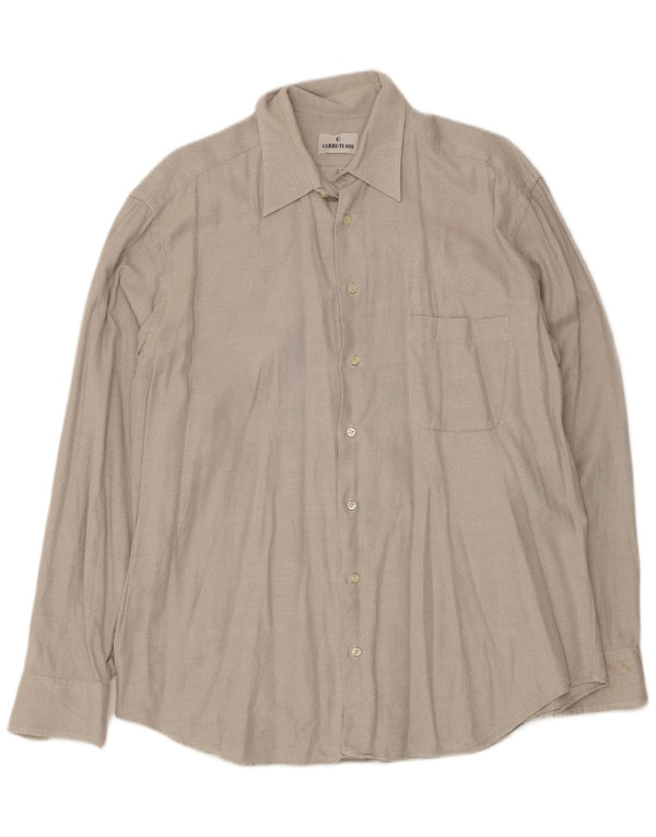 Cerruti 1881 Mens Shirt Size 42 16 1/2 Large Beige Pinstripe Cotton