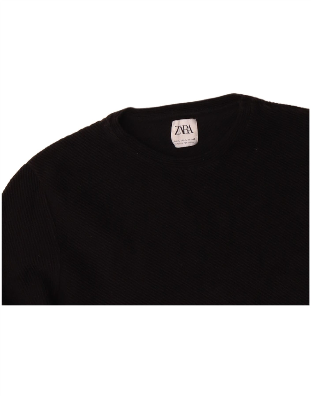 ZARA Womens Top Long Sleeve UK 14 Large Black Cotton