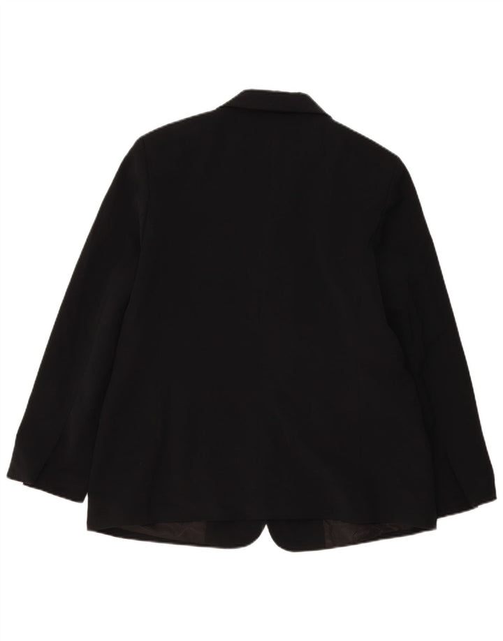 L.L.Bean Womens 3 Button Blazer Jacket US 14 XL Black Polyester