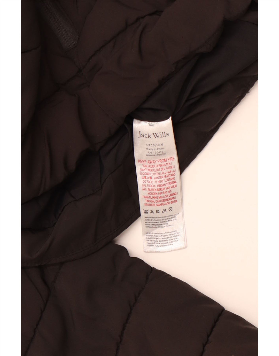 JACK WILLS Womens Padded Jacket UK 10 Small Black Polyester