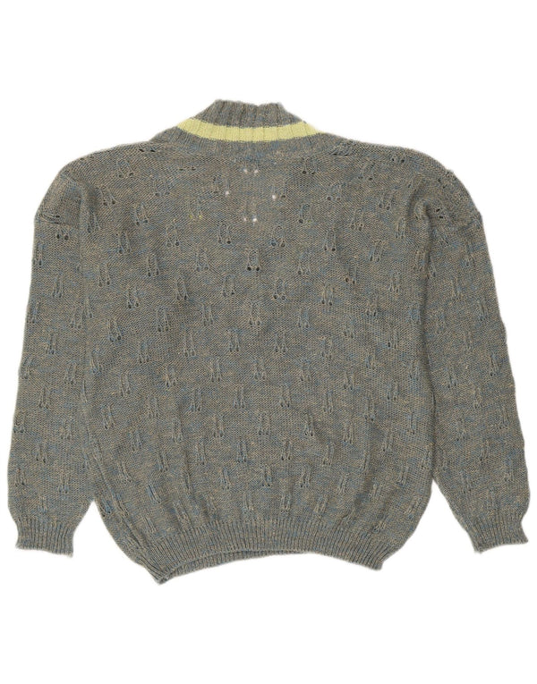 VINTAGE Womens V-Neck Jumper Sweater UK 18 XL Grey