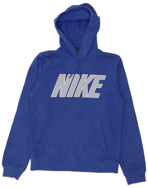 Nike Mens Graphic Hoodie Jumper Small Blue Cotton