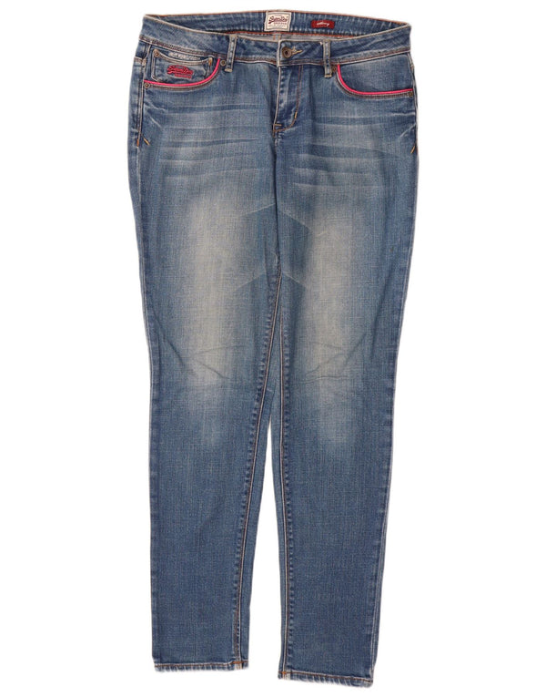 SUPERDRY Womens Skinny Jeans W30 L32 Blue Cotton