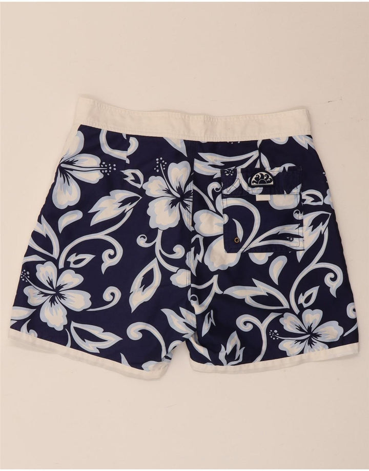 Sundek Mens Swimming Shorts Medium  Navy Blue Floral Polyester