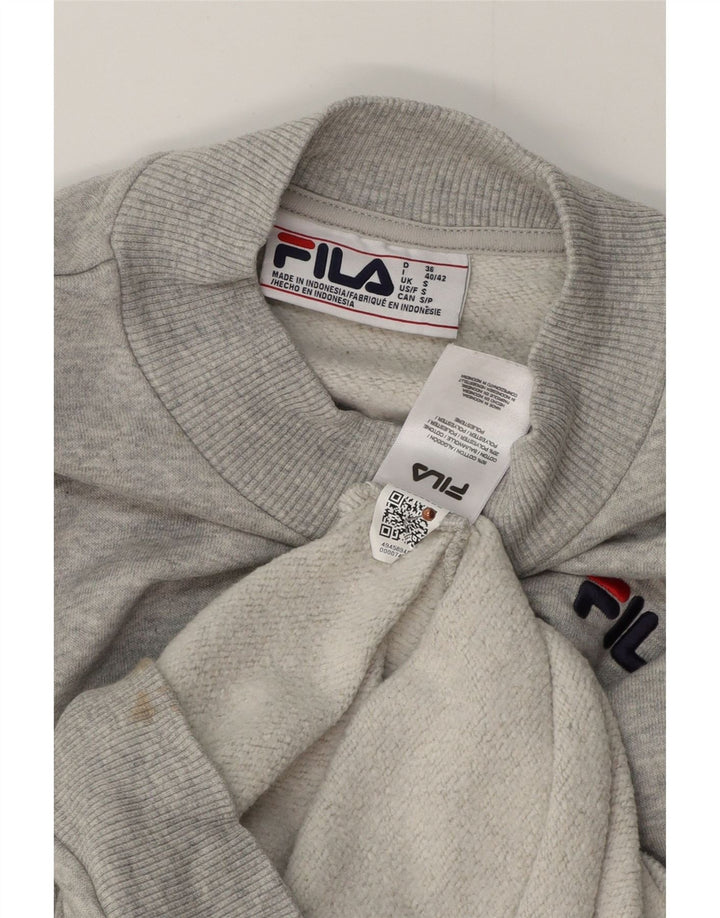 Fila Womens Oversized Sweatshirt Jumper UK 10 Small Grey Flecked Cotton