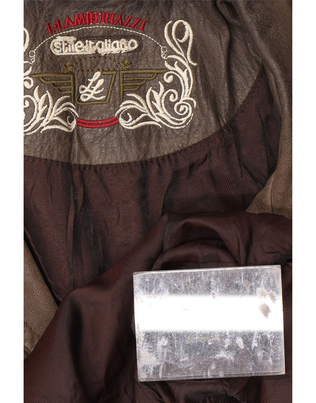 L.LAMBERTAZZI Mens Leather Coat UK 40 Large Brown Leather