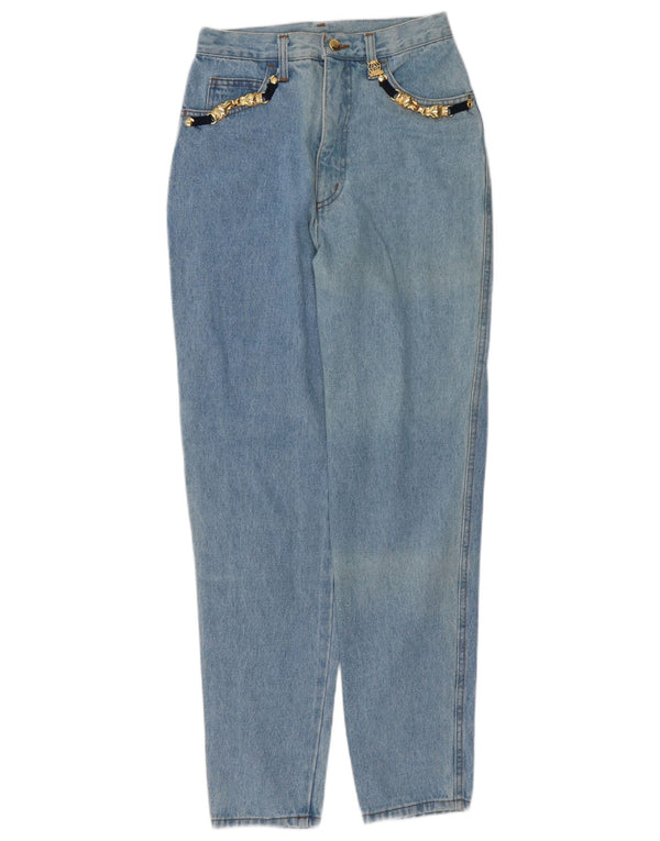 Vintage Womens High Waist Tapered Jeans W28 L30 Blue Cotton