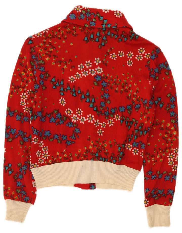 LUISA SPAGNOLI Womens Crop Cardigan Sweater UK 10 Small Red Floral