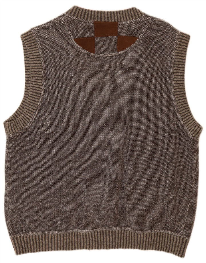 ST. GERMAIN Mens Sleeveless Cardigan Sweater Medium Grey