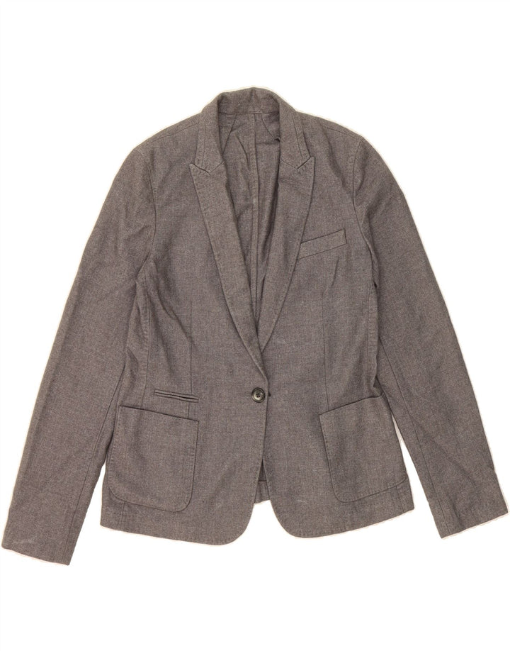 MASSIMO DUTTI Womens 1 Button Blazer Jacket EU 42 Large Grey Polyester Vintage Massimo Dutti and Second-Hand Massimo Dutti from Messina Hembry 