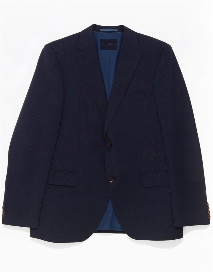 Tommy Hilfiger Mens 2 Button Blazer Jacket UK 40 Large Navy Blue Pinstripe