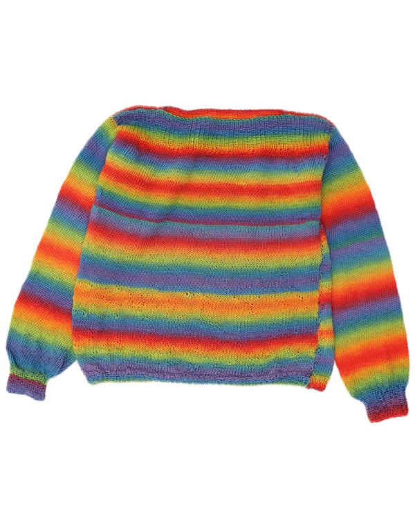 Vintage Womens Boat Neck Jumper Sweater UK 14 Medium Multicoloured Striped