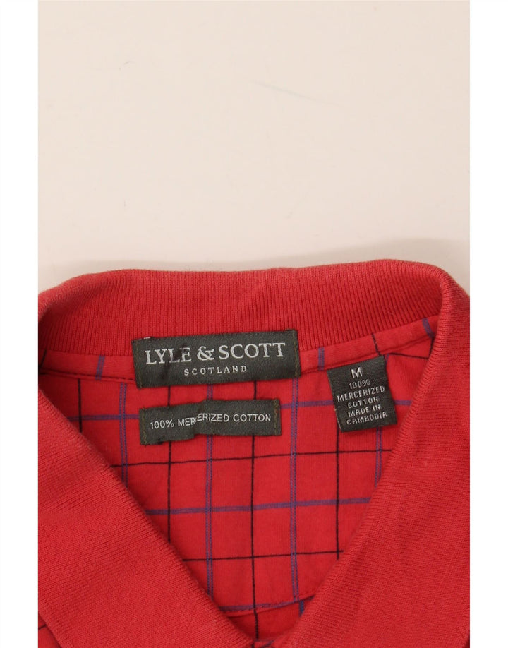 LYLE & SCOTT Mens Polo Shirt Medium Red Check Cotton