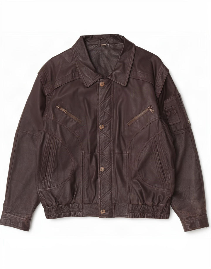 Vintage Mens Leather Jacket UK 42 XL Brown