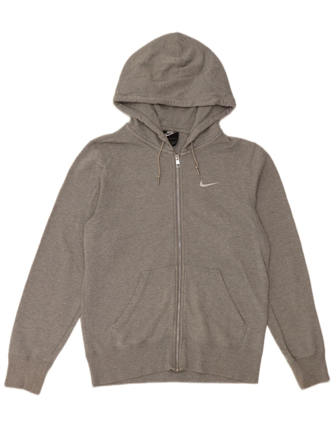 NIKE Mens Zip Hoodie Sweater Small Grey Flecked Cotton