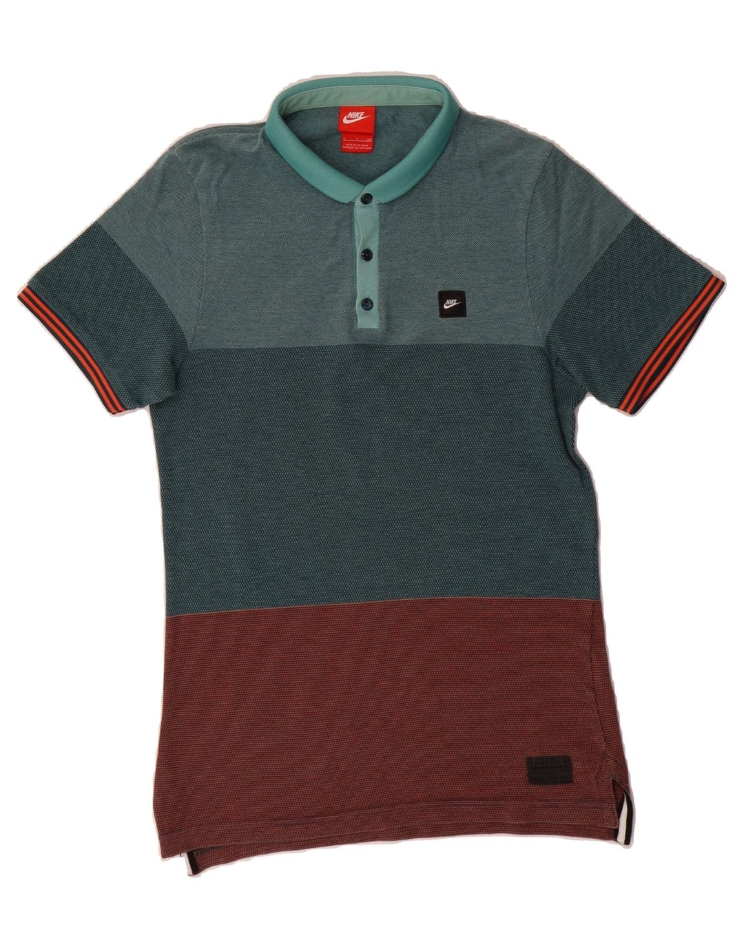 NIKE Mens Polo Shirt Small Blue Colourblock Cotton Vintage Nike and Second-Hand Nike from Messina Hembry 