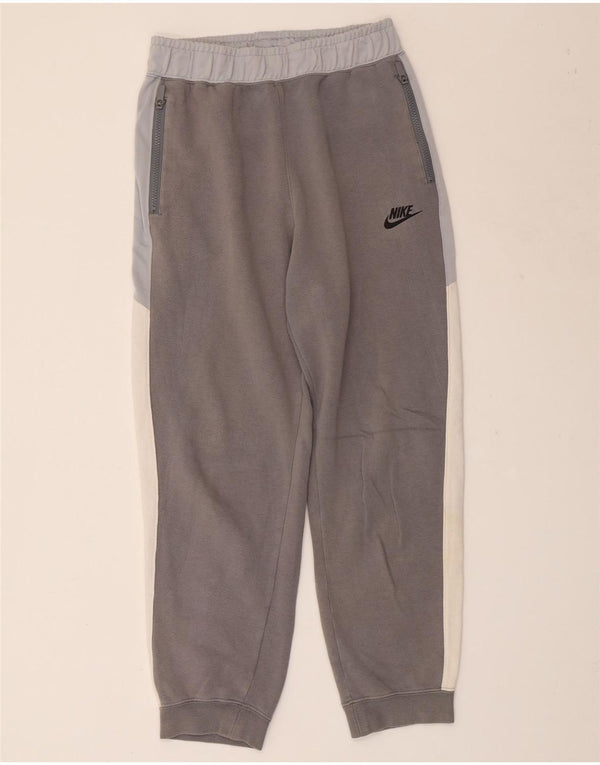 NIKE Boys Tracksuit Trousers Joggers 13-14 Years XL Grey Colourblock