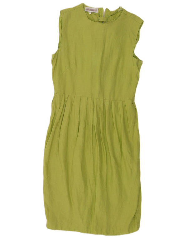 Acquamarina Womens Sleeveless Sheath Dress IT 44 Medium Green Linen