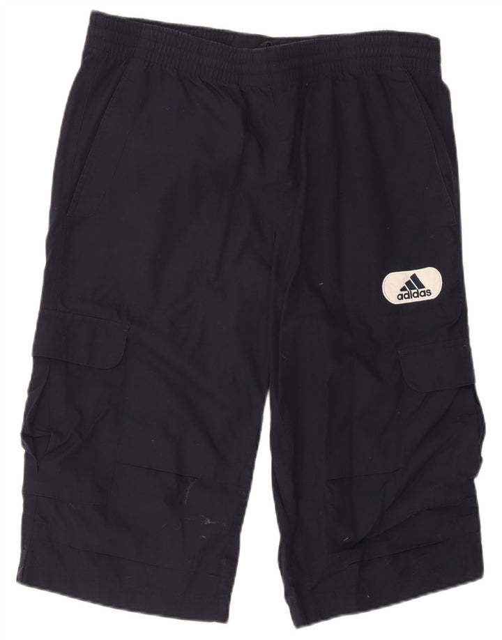 Adidas Mens Cargo Shorts Medium W36 Navy Blue Cotton