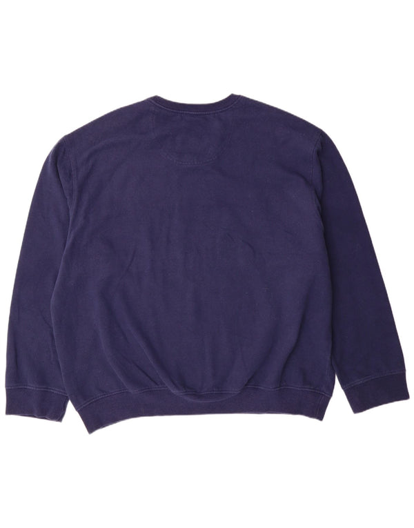 Izod Mens Sweatshirt Jumper 2XL Navy Blue Striped Cotton