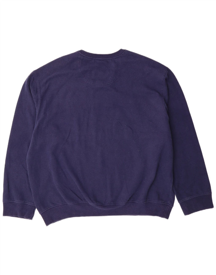 Izod Mens Sweatshirt Jumper 2XL Navy Blue Striped Cotton