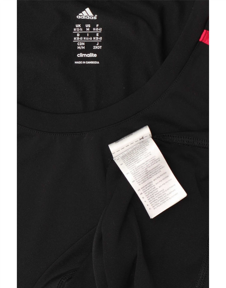 Adidas Womens Climalite T-Shirt Top UK 12/14 Medium Black Polyester