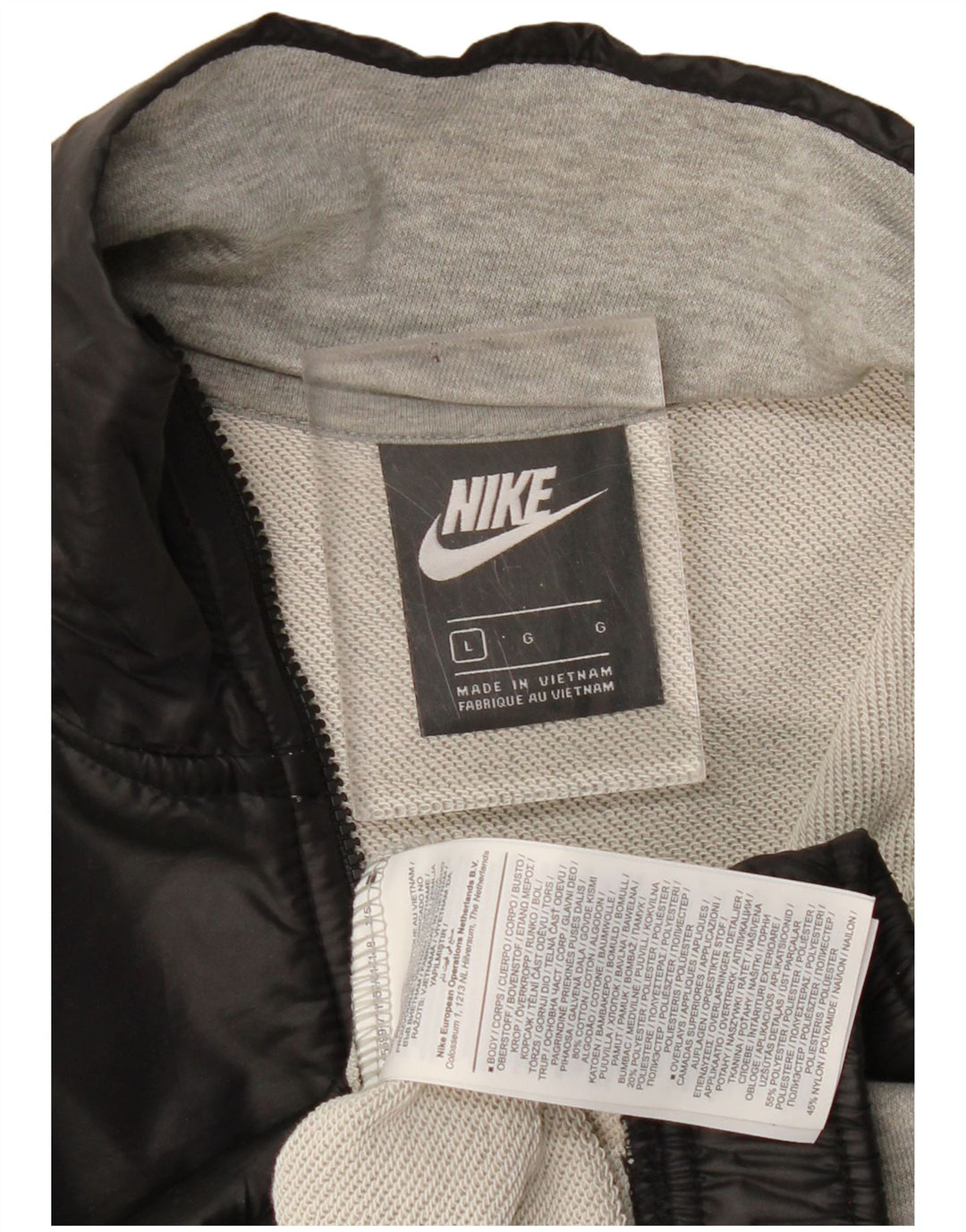 NIKE Womens Oversized Crop Sweatshirt Jumper UK 16 Large Grey Colourblock
