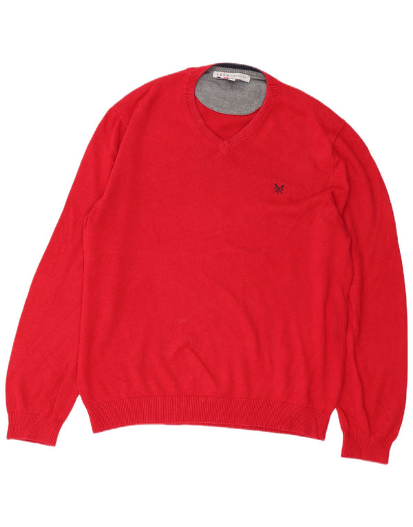 Crew Clothing Mens V-Neck Jumper Sweater XL Red Cotton