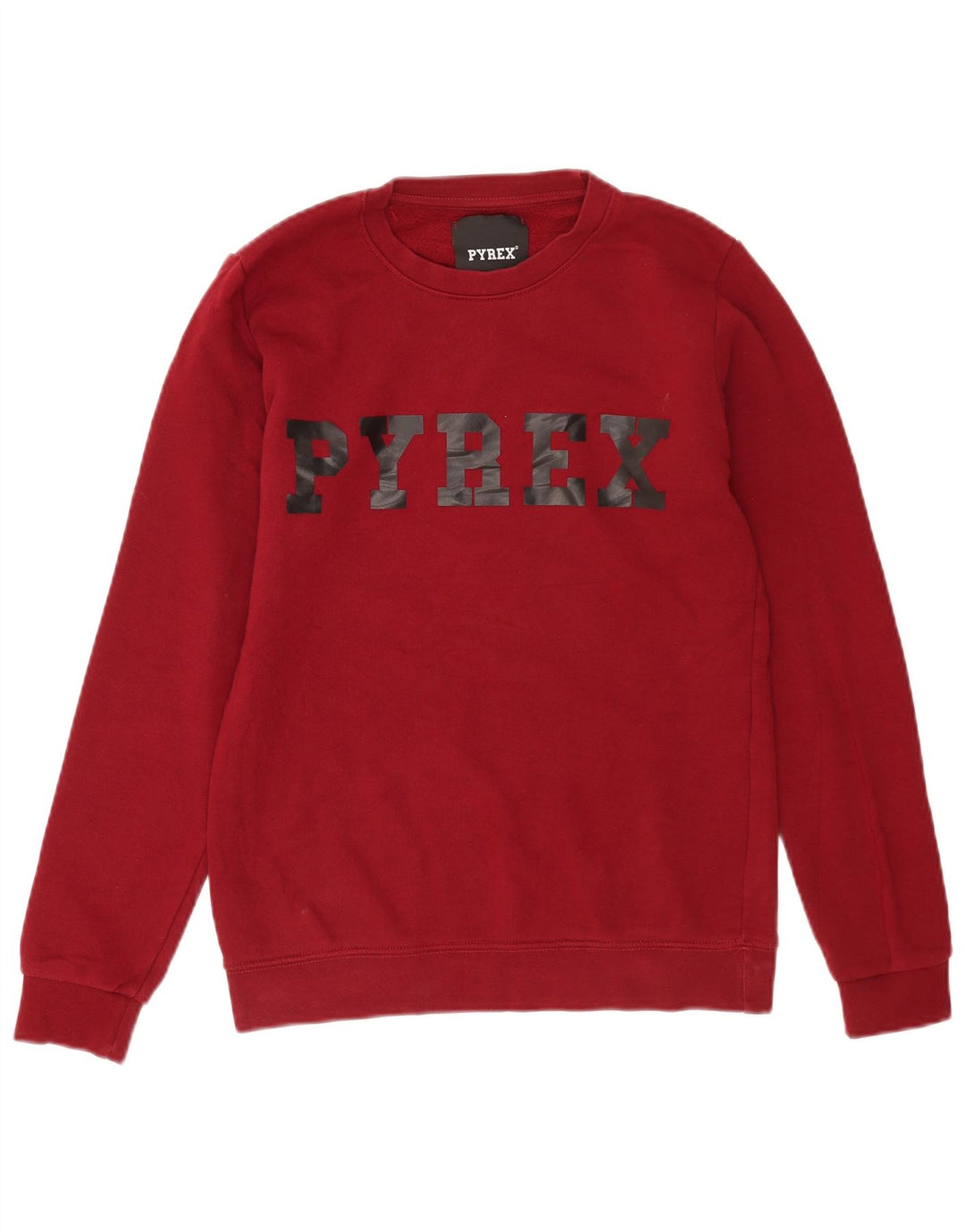 Pyrex Mens Graphic Sweatshirt Jumper Small Burgundy Cotton