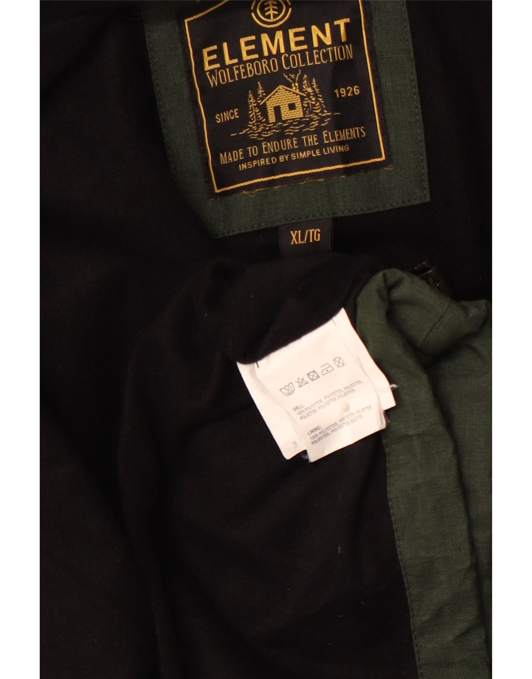 ELEMENT Mens Hooded Windbreaker Jacket UK 42 XL Khaki Polyester