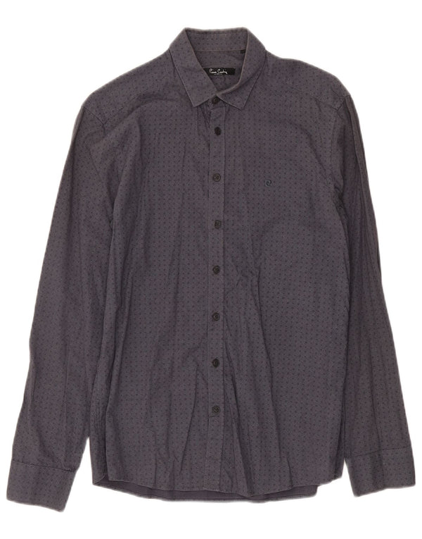 Pierre Cardin Mens Shirt Small Grey Spotted Cotton