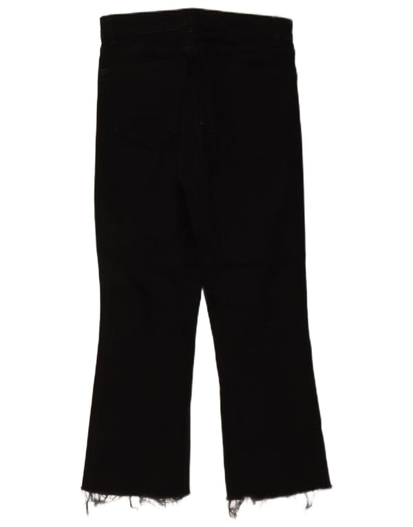 Zara Womens High Waist Crop Bootcut Jeans EU 38 Small W28 L25 Black Cotton