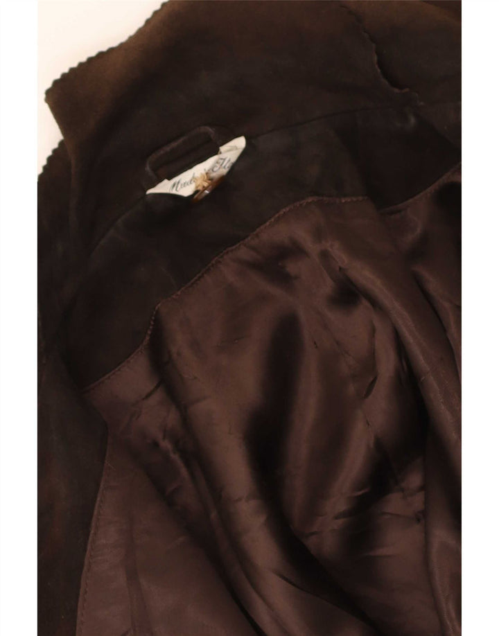 Vintage Womens 3 Button Suede Blazer Jacket UK 14 Medium Brown