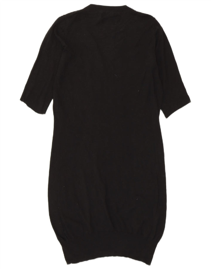 ZARA Womens Short Sleeves Jumper Dress UK 10 Small Black Silk
