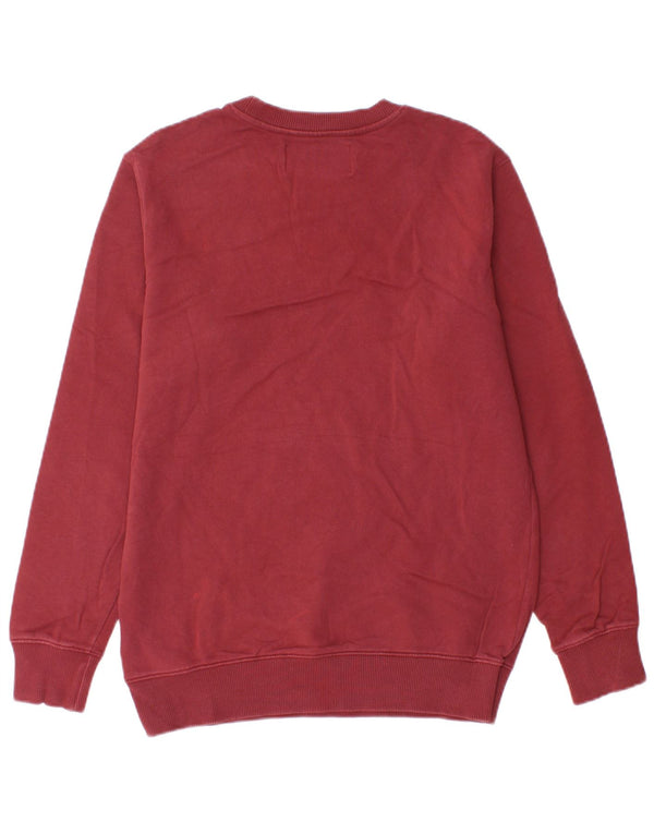 CALVIN KLEIN JEANS Mens Graphic Sweatshirt Jumper Small Burgundy Cotton